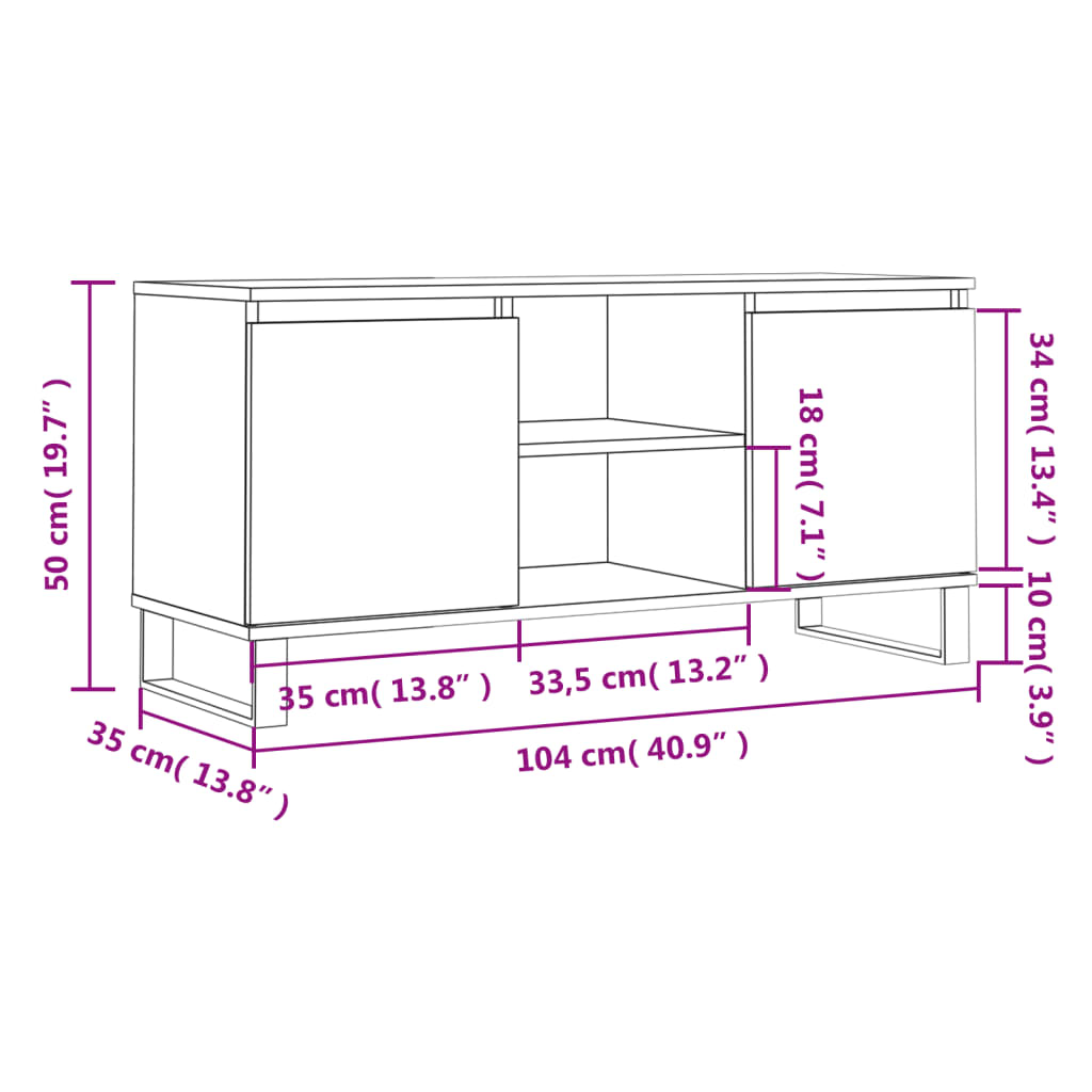 vidaXL Mobile Porta TV Grigio Cemento 104x35x50cm in Legno Multistrato