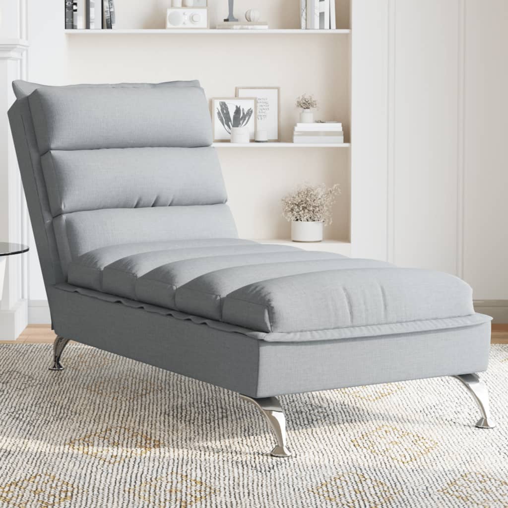 vidaXL Chaise Longue con Cuscini Grigio Chiaro in Tessuto