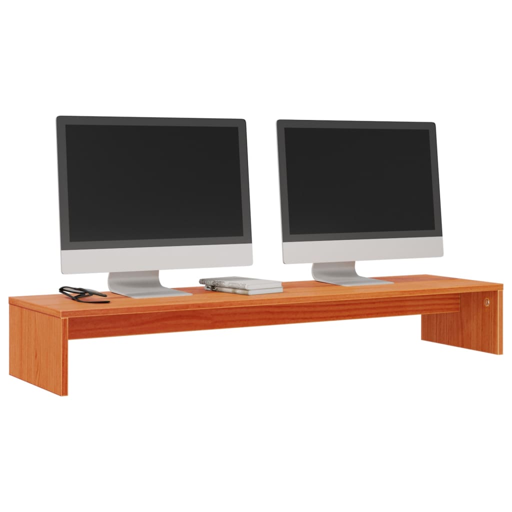 vidaXL Supporto Monitor Marrone Cera 100x27x15 cm Legno Massello Pino