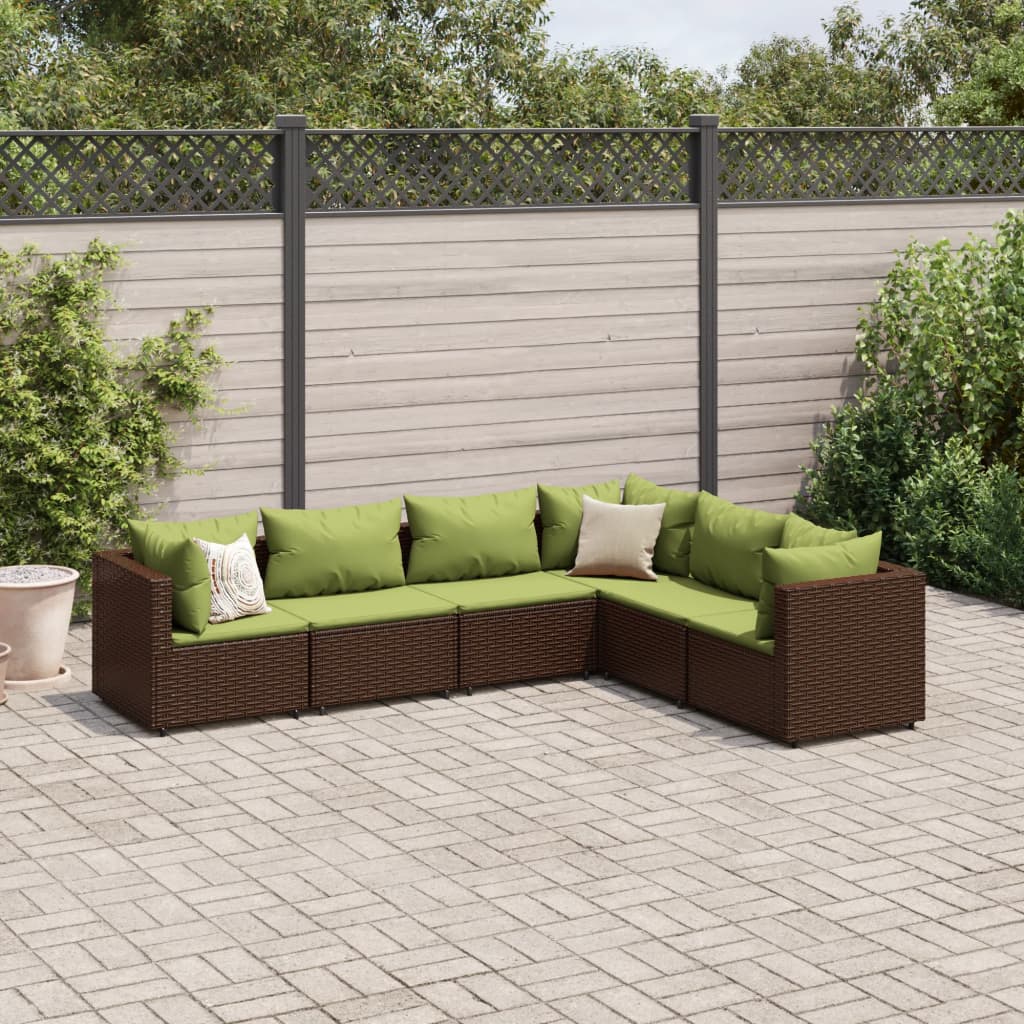 vidaXL Set Mobili da Giardino 6pz con Cuscini in Polyrattan Marrone