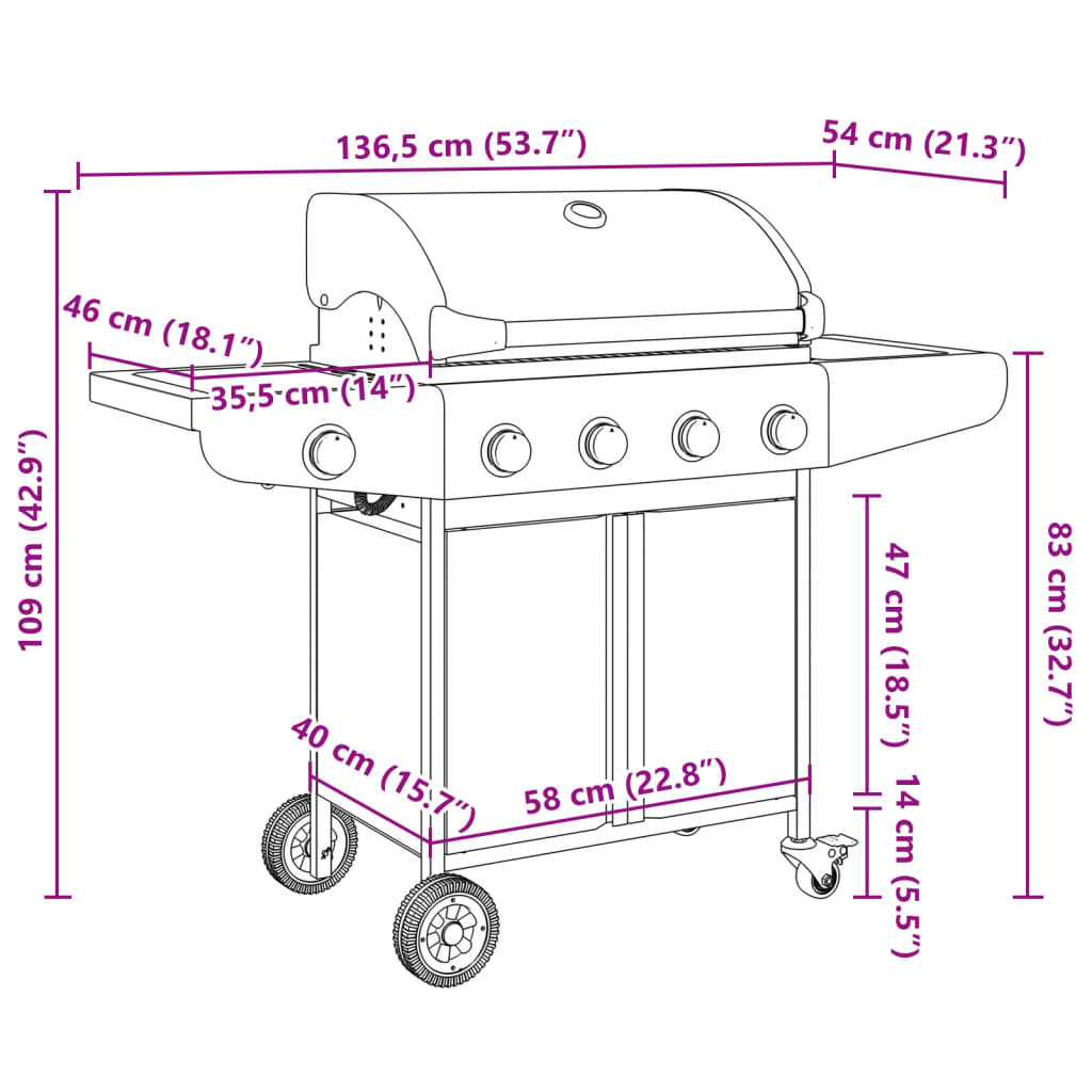 vidaXL Griglia Barbecue a Gas con 5 Bruciatori Argento in Acciaio