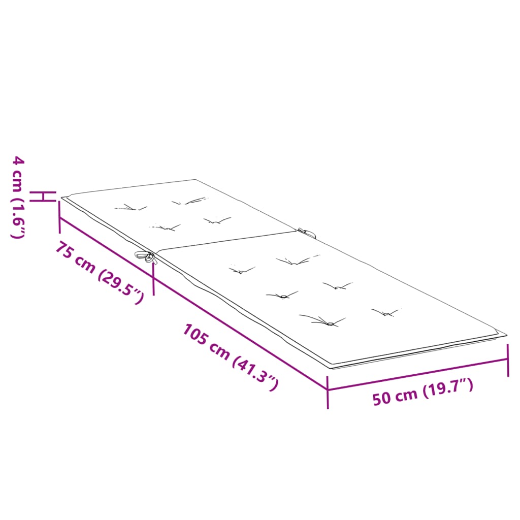 vidaXL Cuscino per Sdraio Grigio (75+105)x50x4 cm