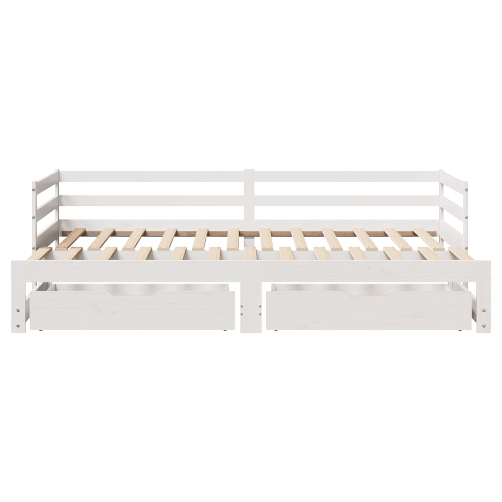 vidaXL Dormeuse Letto Estraibile e Cassetti Bianco 90x200cm Legno Pino