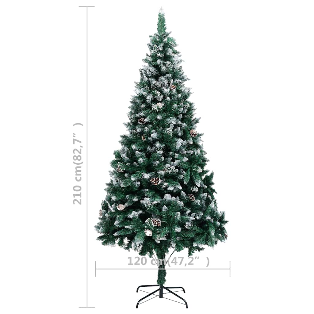 vidaXL Albero di Natale Preilluminato con Palline e Pigne 210 cm