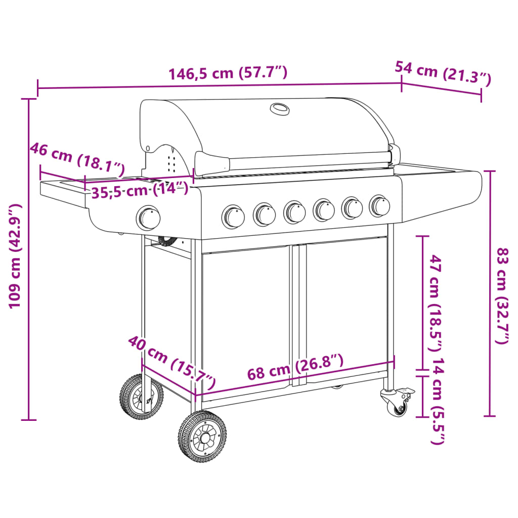 vidaXL Griglia Barbecue a Gas con 7 Bruciatori Argento in Acciaio