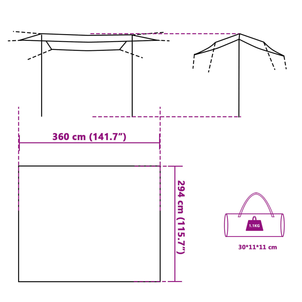 vidaXL Telone da Campeggio Grigio/Arancione 360x294 cm Impermeabile