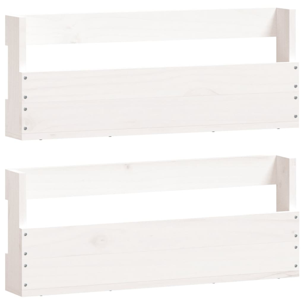 vidaXL Scarpiere a Parete 2 pz Bianco 59x9x23cm Legno Massello di Pino