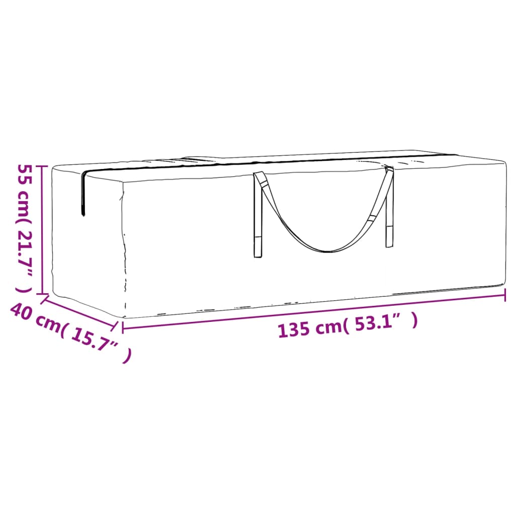 vidaXL Borsa Porta Cuscini da Giardino Nera 135x40x55 cm Polietilene