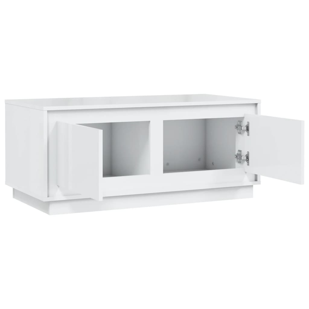 vidaXL Tavolino da Salotto Bianco Lucido 102x50x44cm Legno Multistrato