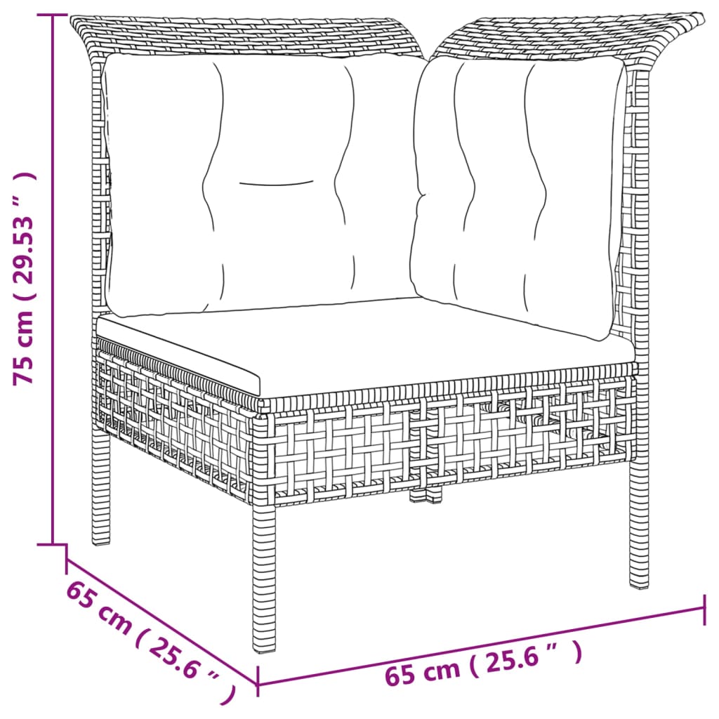 vidaXL Set Divani da Giardino 6 pz con Cuscini in Polyrattan Grigio