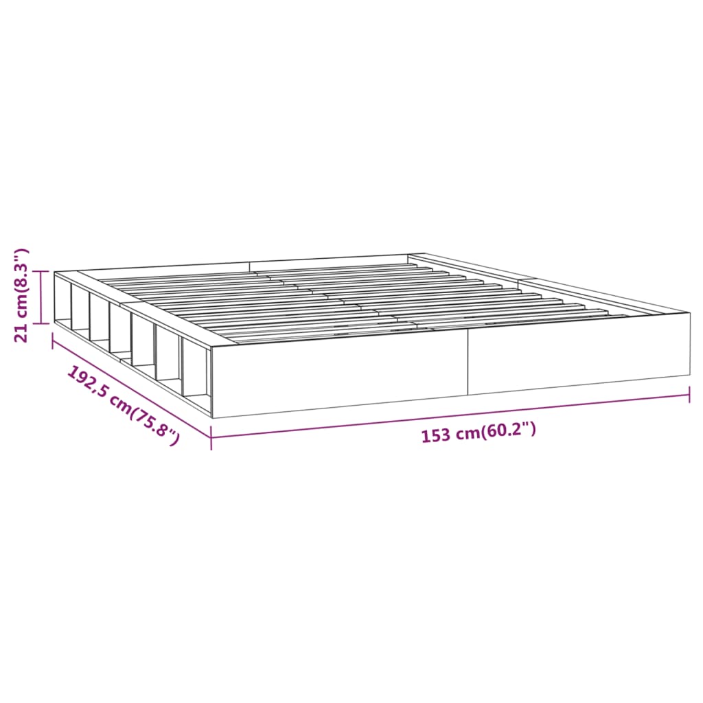 vidaXL Giroletto Bianco 135x190 cm Double in legno Massello