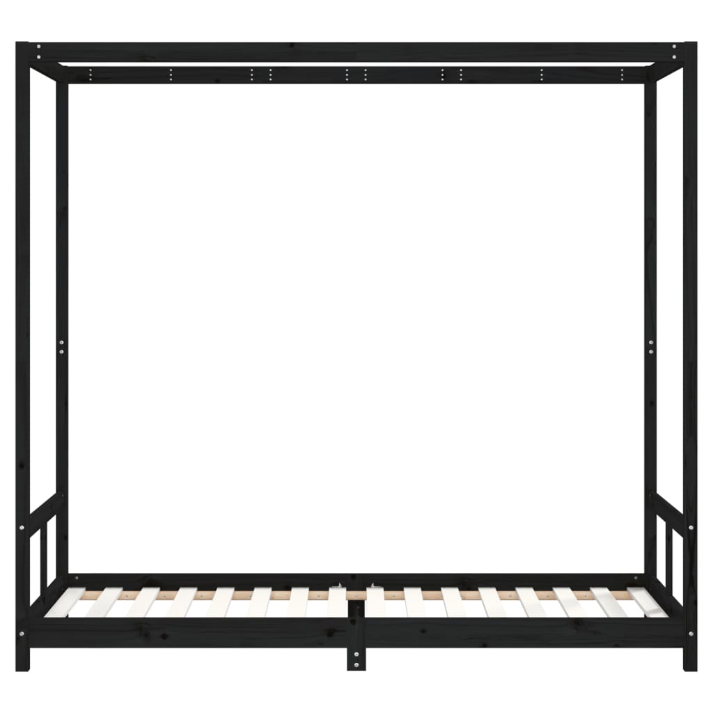 vidaXL Giroletto per Bambini Nero 80x200 cm in Legno Massello di Pino