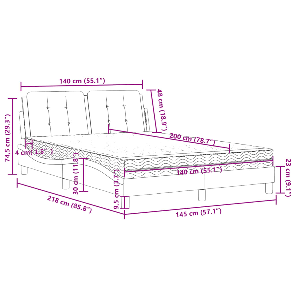 vidaXL Letto con Materasso Marrone 140x200cm in Similpelle