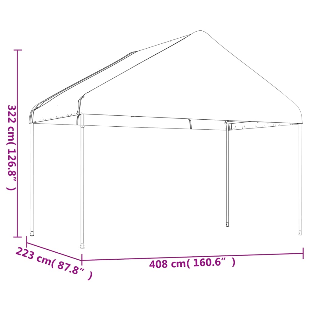 vidaXL Gazebo con Tetto Bianco 13,38x4,08x3,22 m in Polietilene