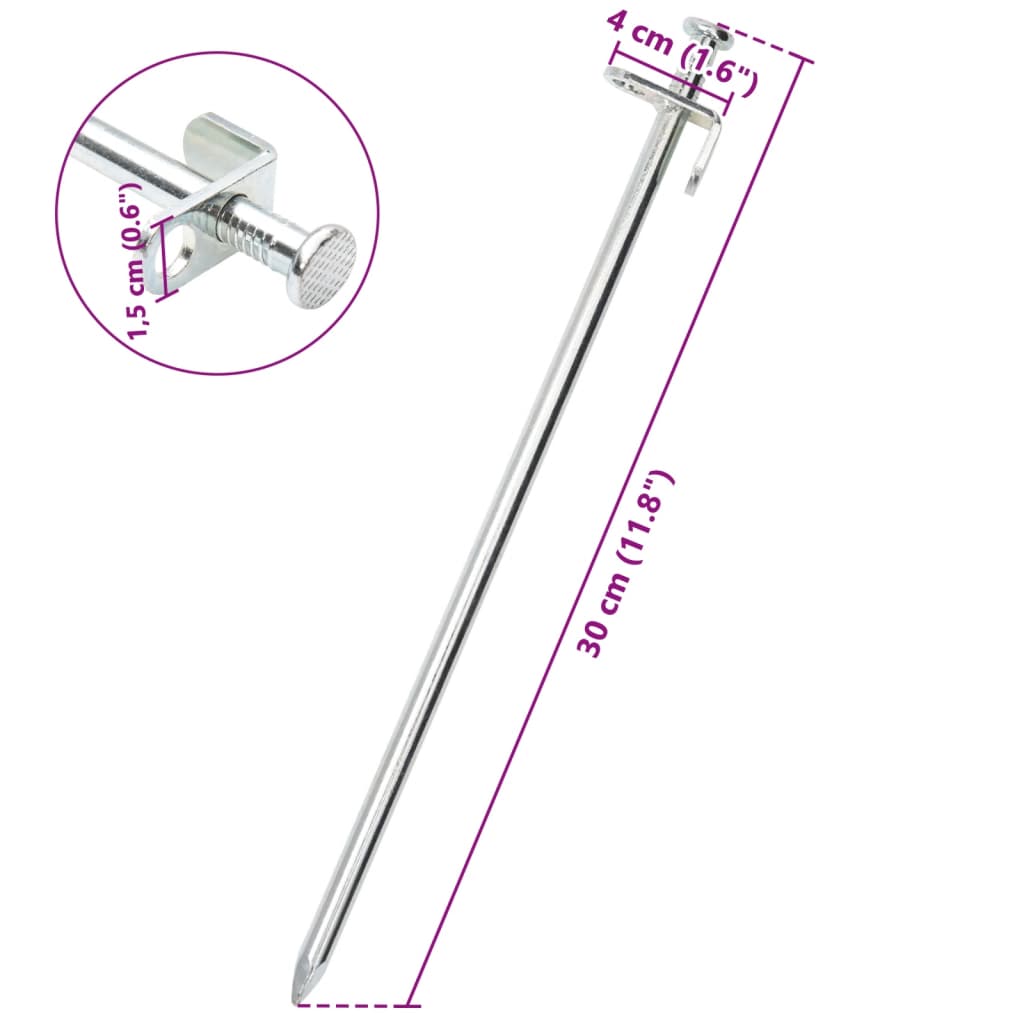 vidaXL Picchetti per Tenda 24 pz 30 cm 8 mm in Acciaio Zincato