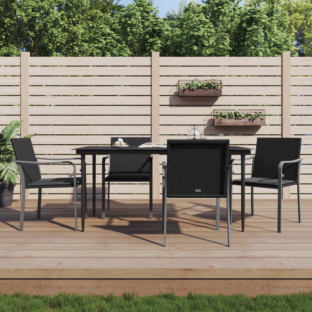 vidaXL Set Pranzo da Giardino 5pz con Cuscini in Polyrattan e Acciaio