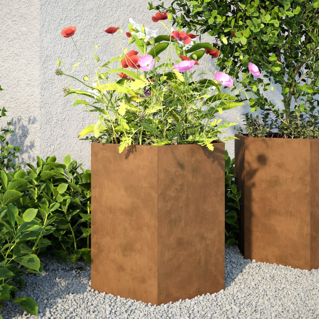 vidaXL Fioriera da Giardino Esagono 46x40x45 cm in Acciaio Zincato