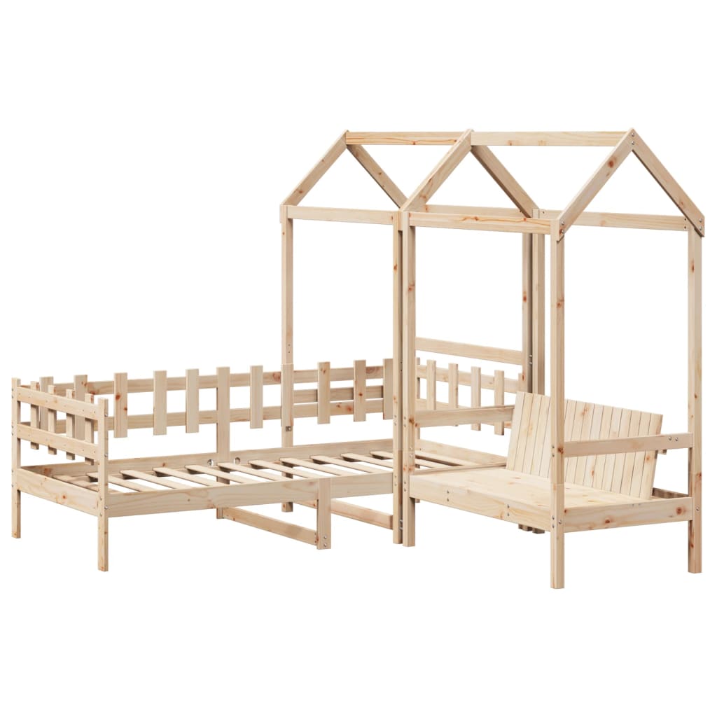 vidaXL Set Dormeuse e Panca con Tetto 90x200cm Legno Massello di Pino