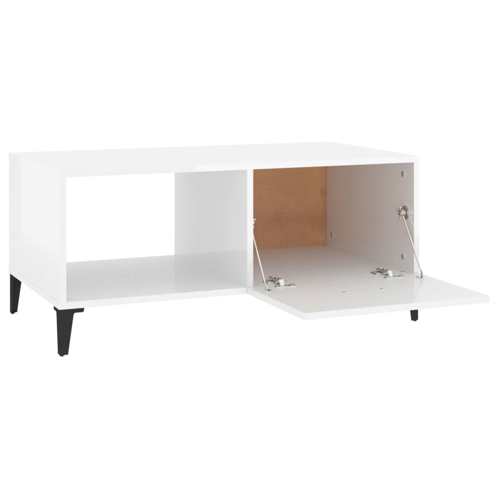 vidaXL Tavolino da Salotto Bianco Lucido 90x50x40 cm Legno Multistrato