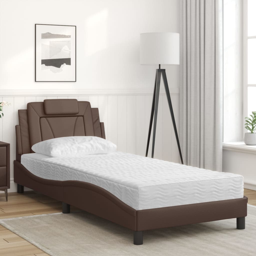 vidaXL Letto con Materasso Marrone 90x190 cm in Similpelle