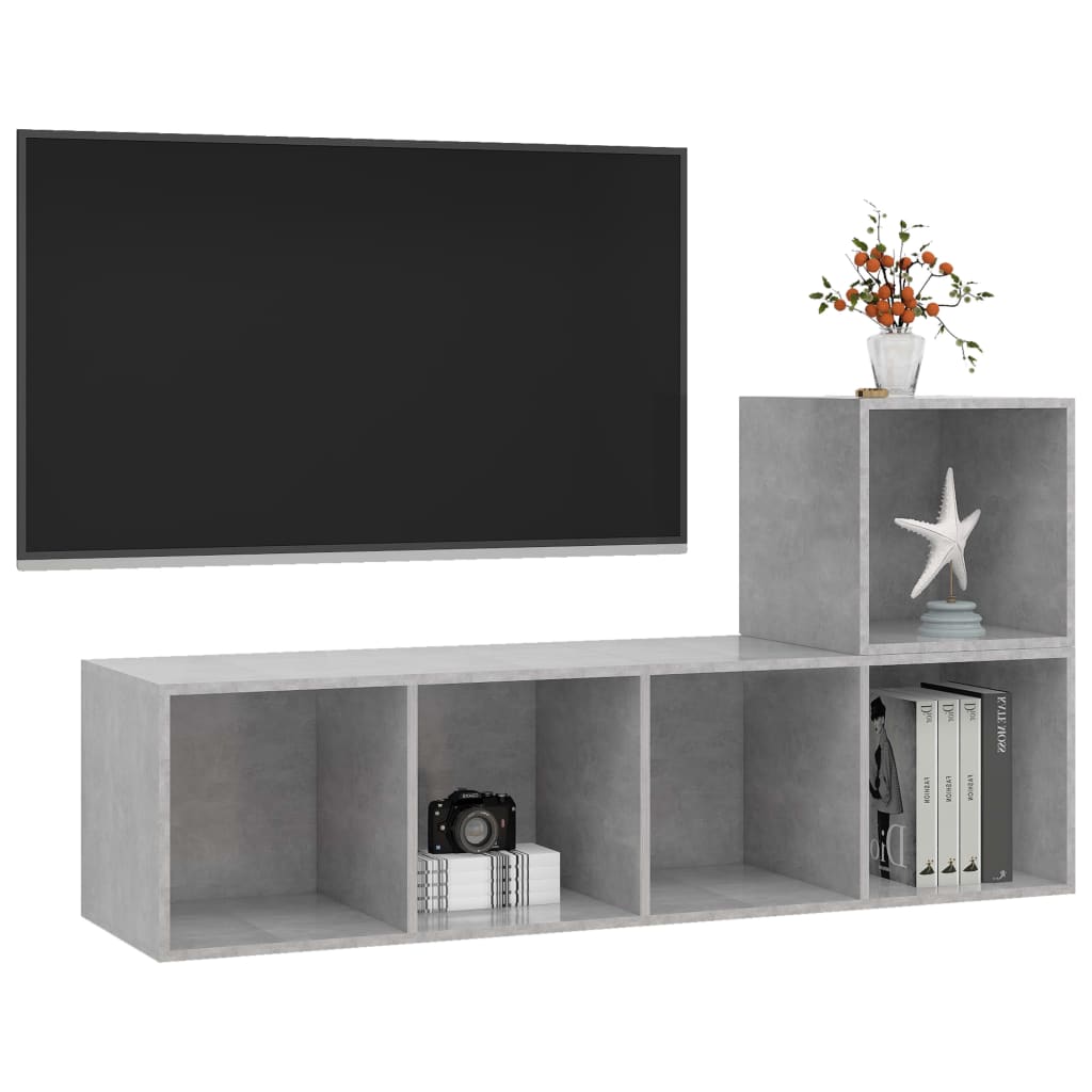 vidaXL Set Porta TV 2 pz Grigio Cemento in Truciolato