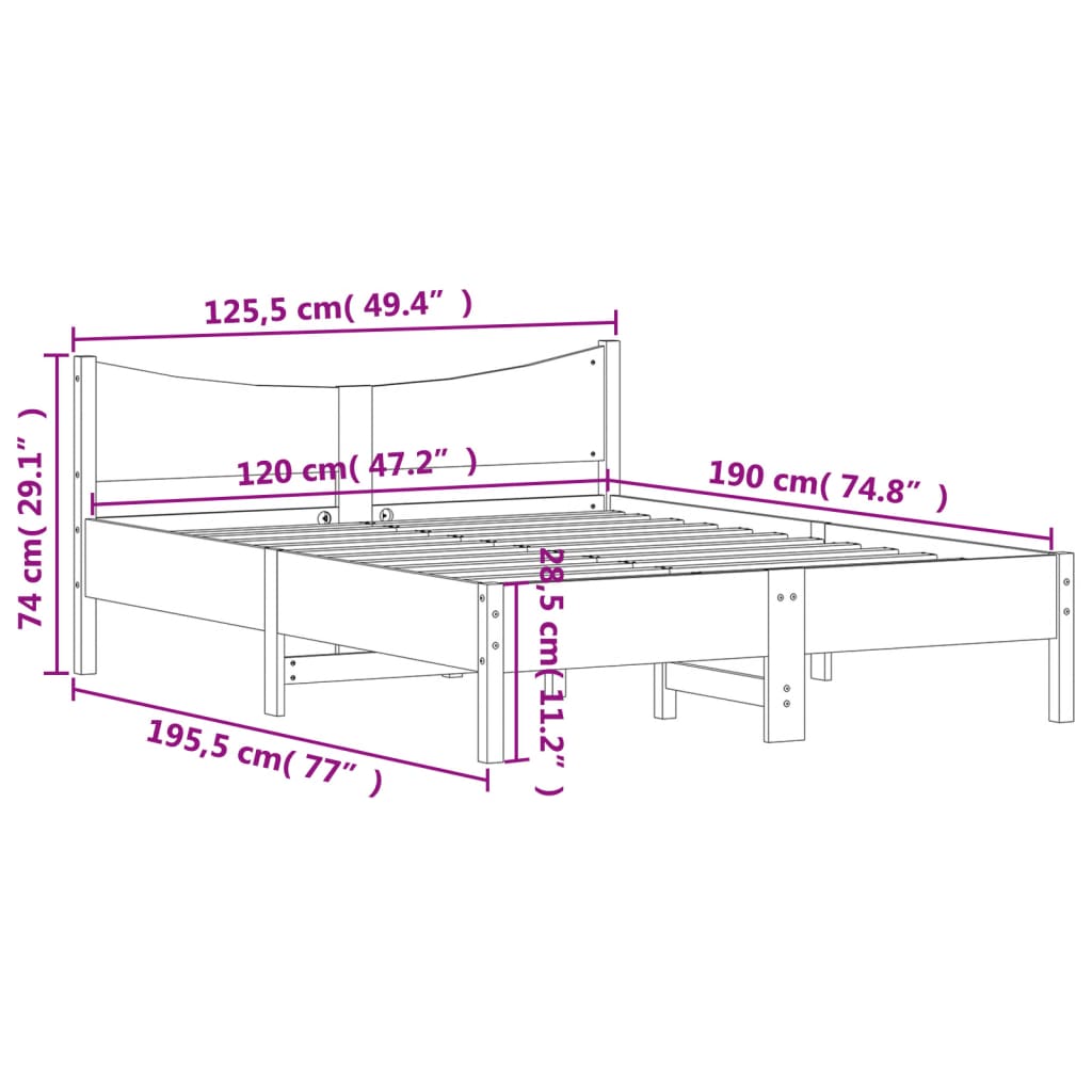 vidaXL Letto senza Materasso Marrone Cera 120x190 cm in Legno di Pino