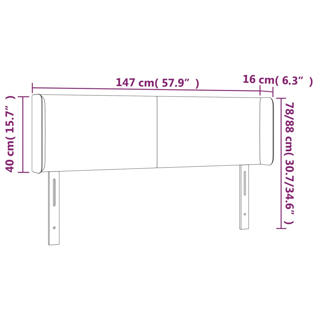 vidaXL Testiera a LED Bianca 147x16x78/88 cm in Similpelle