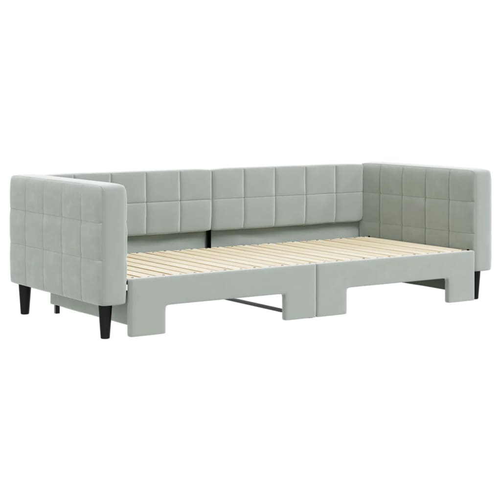 vidaXL Divano Letto con Letto Estraibile Grigio Chiaro 90x200 Velluto