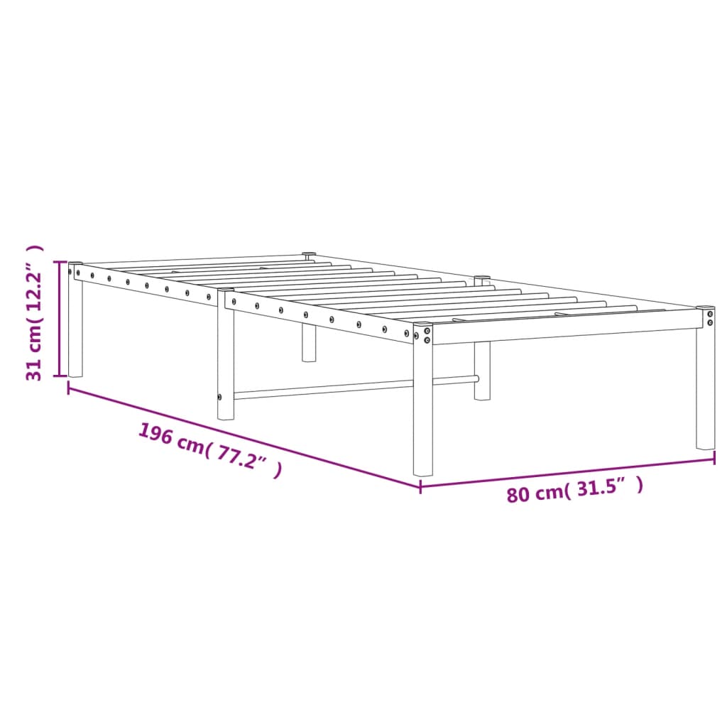 vidaXL Giroletto in Metallo Bianco 75x190 cm