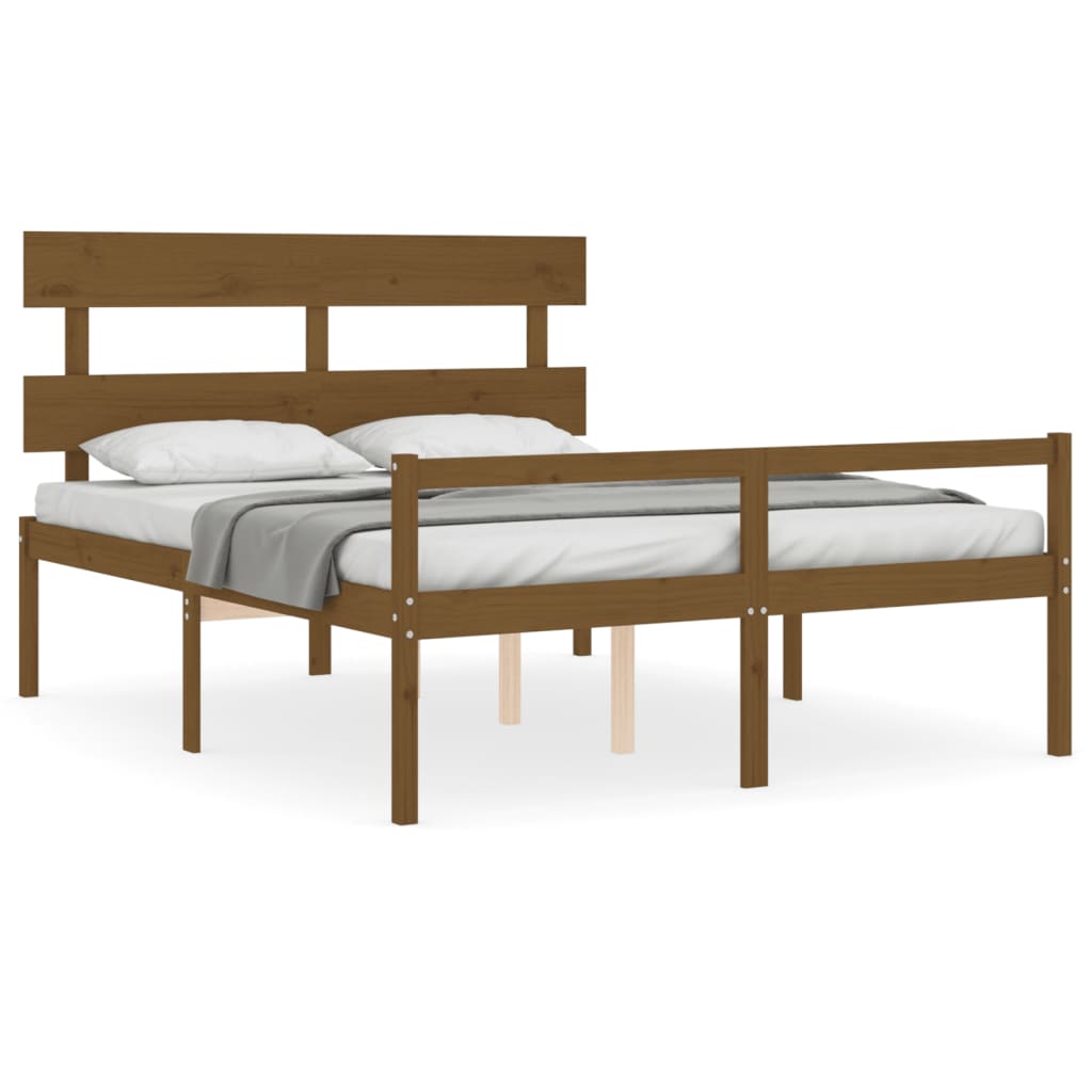 vidaXL Letto Anziani senza Materasso Marrone Ambra King Legno Massello