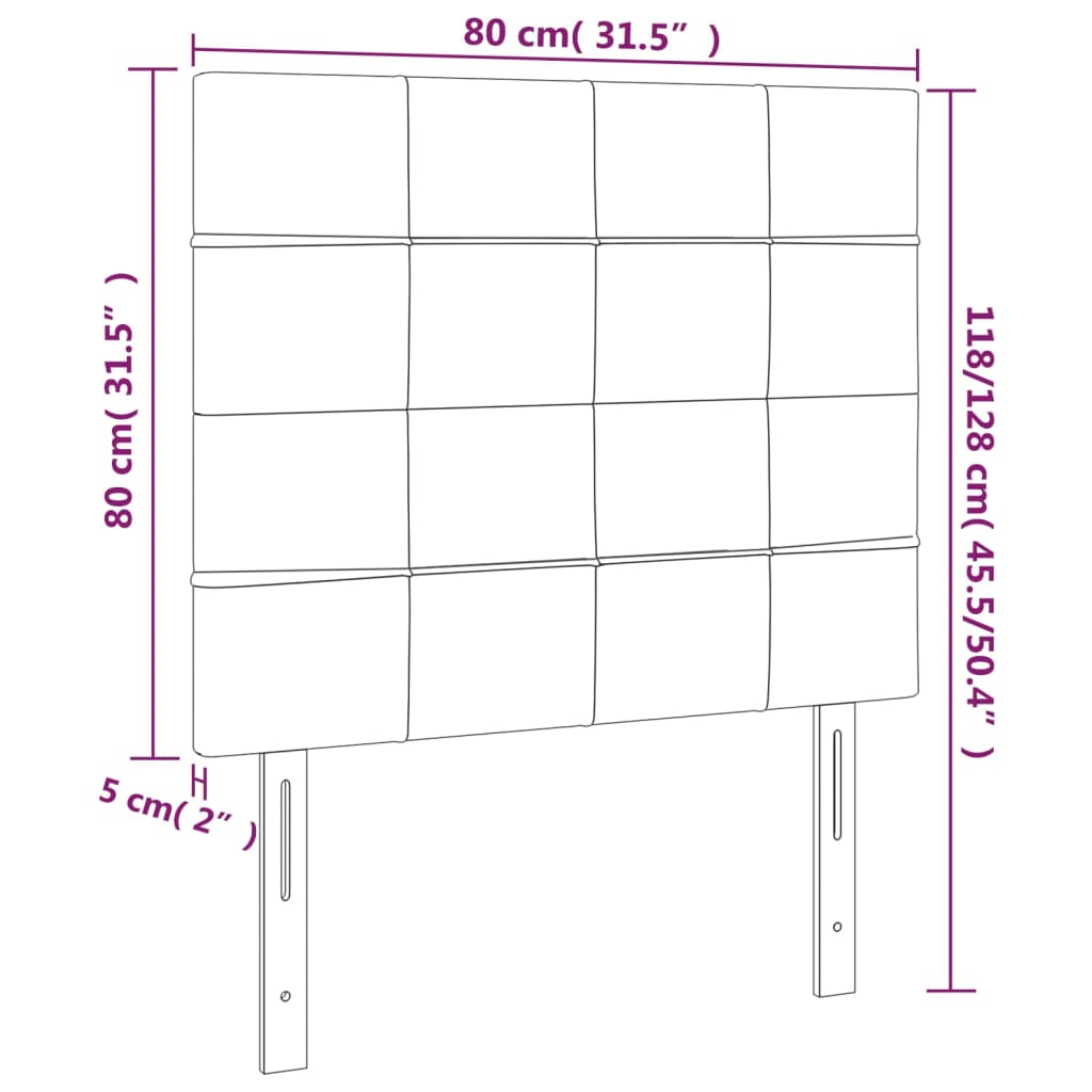 vidaXL Testiera a LED Grigio Chiaro 80x5x118/128 cm in Tessuto