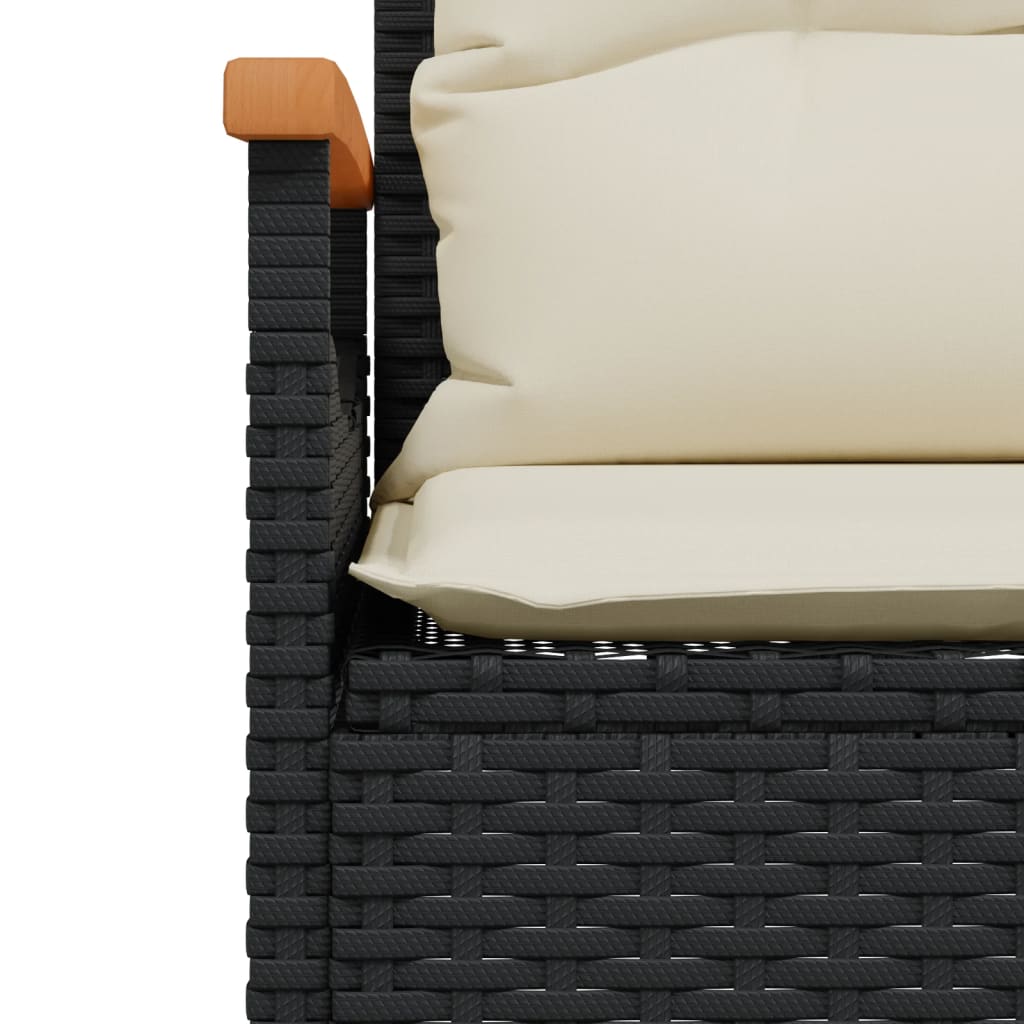 vidaXL Panchina da Giardino con Cuscini 116x62,5x74 cm Nera Polyrattan