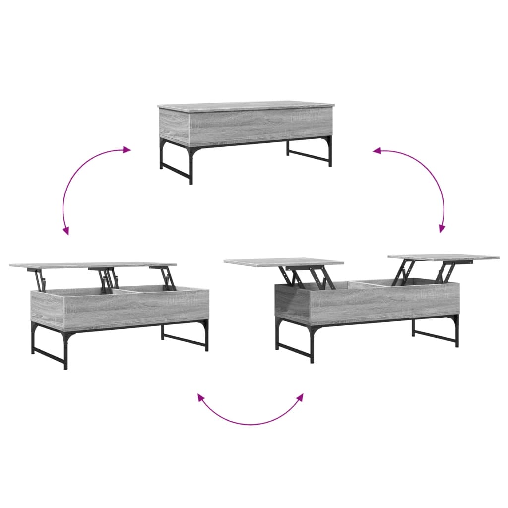 vidaXL Tavolino Salotto Grigio Sonoma 100x50x40cm Multistrato Metallo