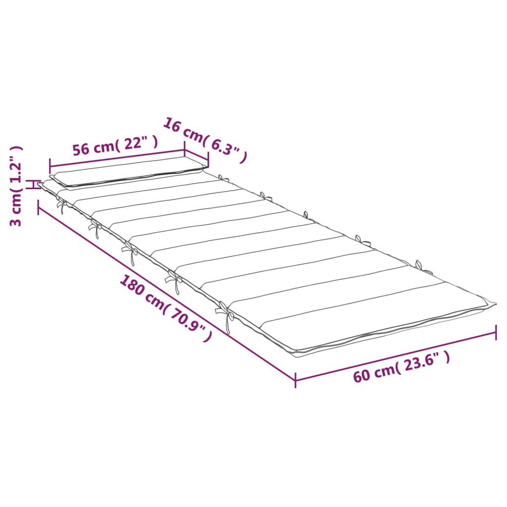 vidaXL Cuscino per Lettino Rosso 180x60x3 cm in Tessuto Oxford