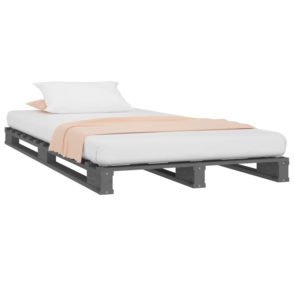 vidaXL Letto a Pallet Grigio 100x200 cm in Legno Massello di Pino