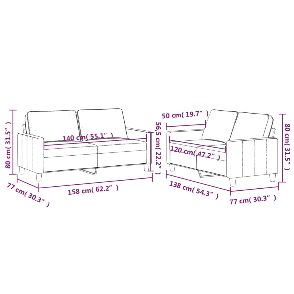 vidaXL Set di Divani 2 pz con Cuscini Blu in Velluto