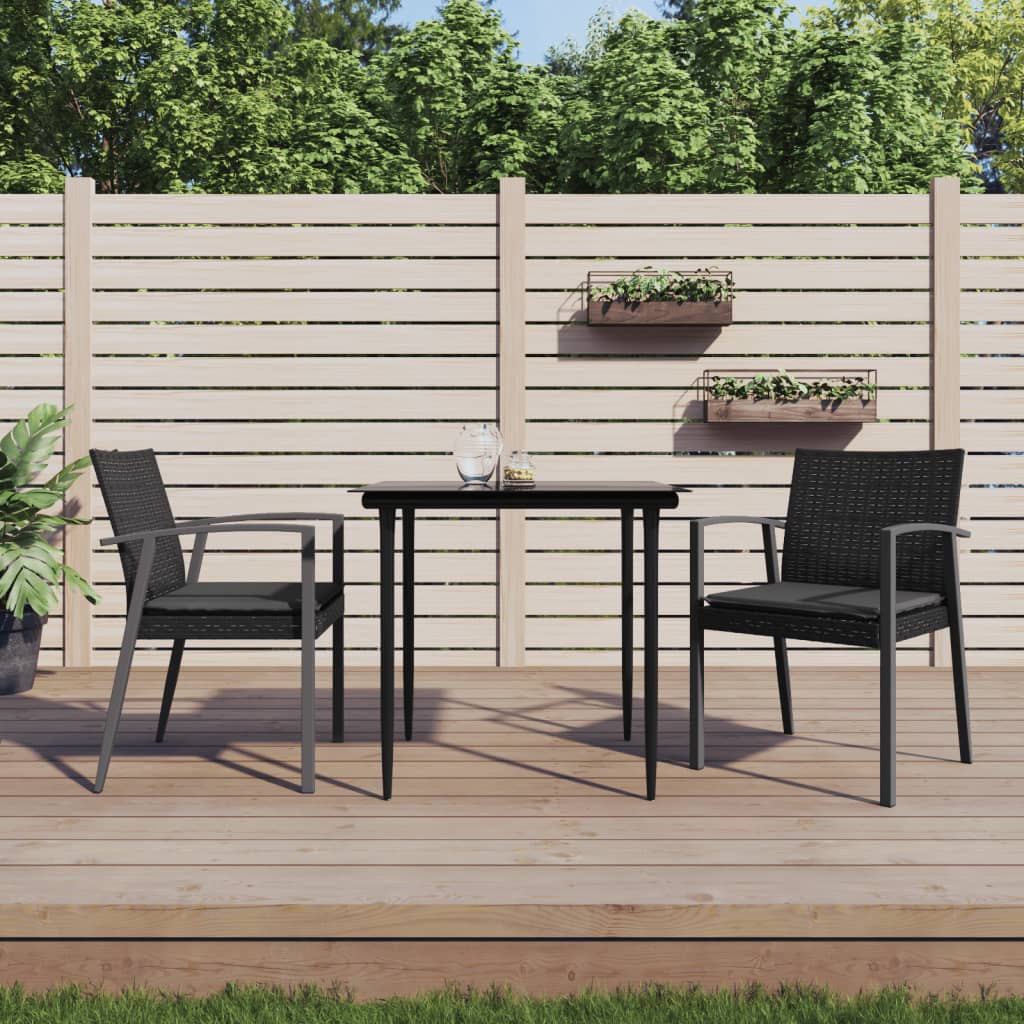 vidaXL Set Pranzo da Giardino 3pz con Cuscini in Polyrattan e Acciaio