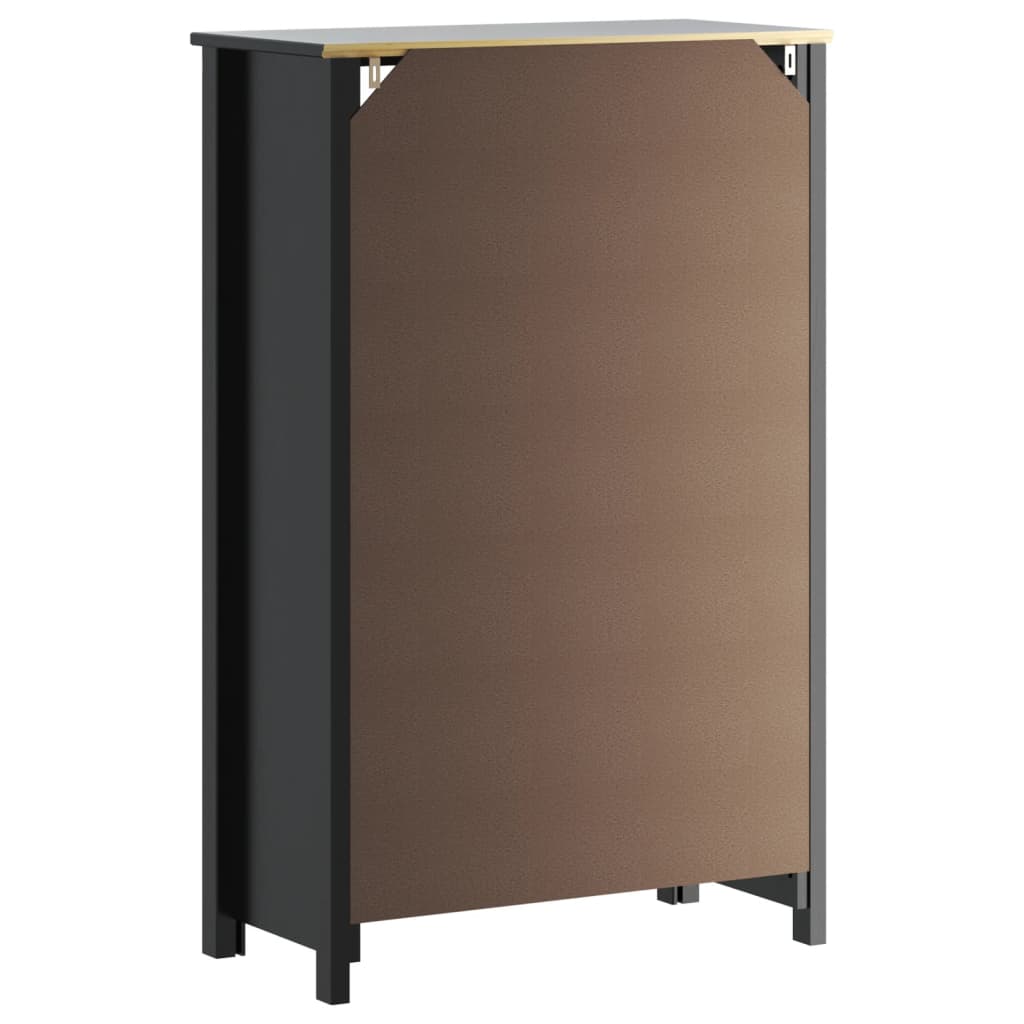 vidaXL Mobile da Bagno BERG Nero 69,5x34x110 cm Legno Massello di Pino