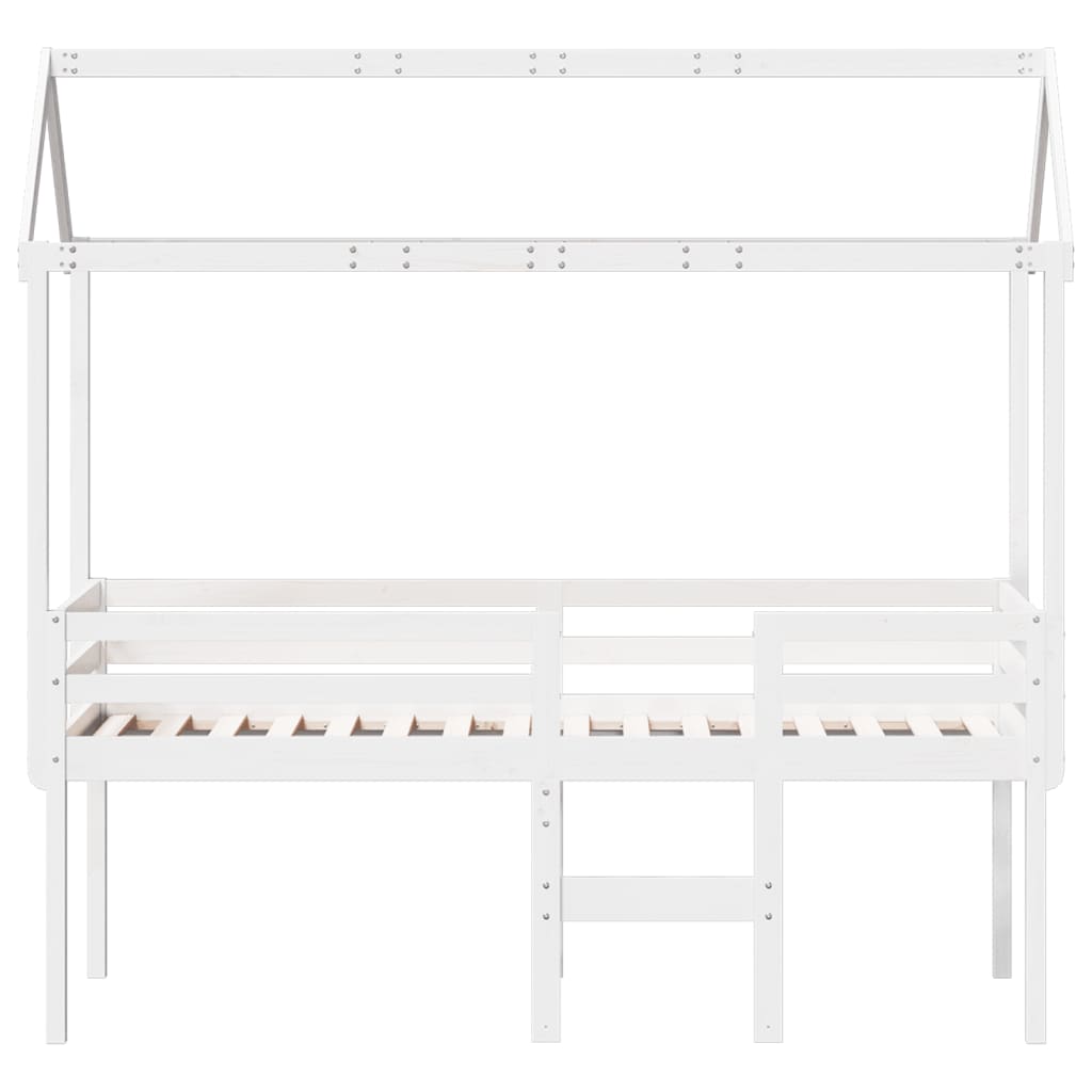 vidaXL Letto a Soppalco con Tetto Bianco 75x190 cm in Legno di Pino