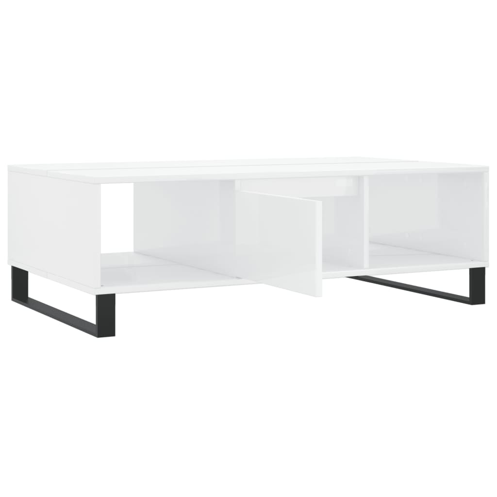 vidaXL Tavolino da Salotto Bianco Lucido 104x60x35cm Legno Multistrato