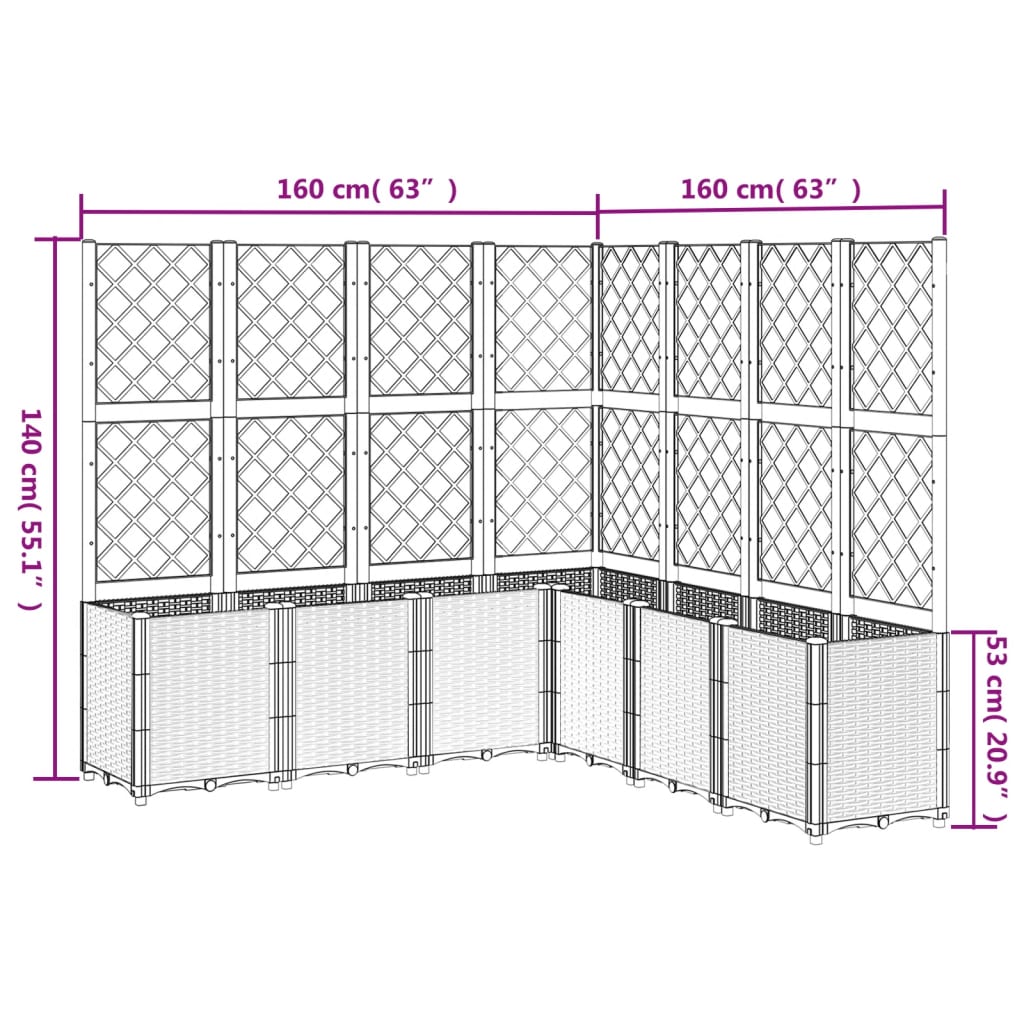 vidaXL Fioriera da Giardino con Traliccio Marrone 160x160x140 cm in PP