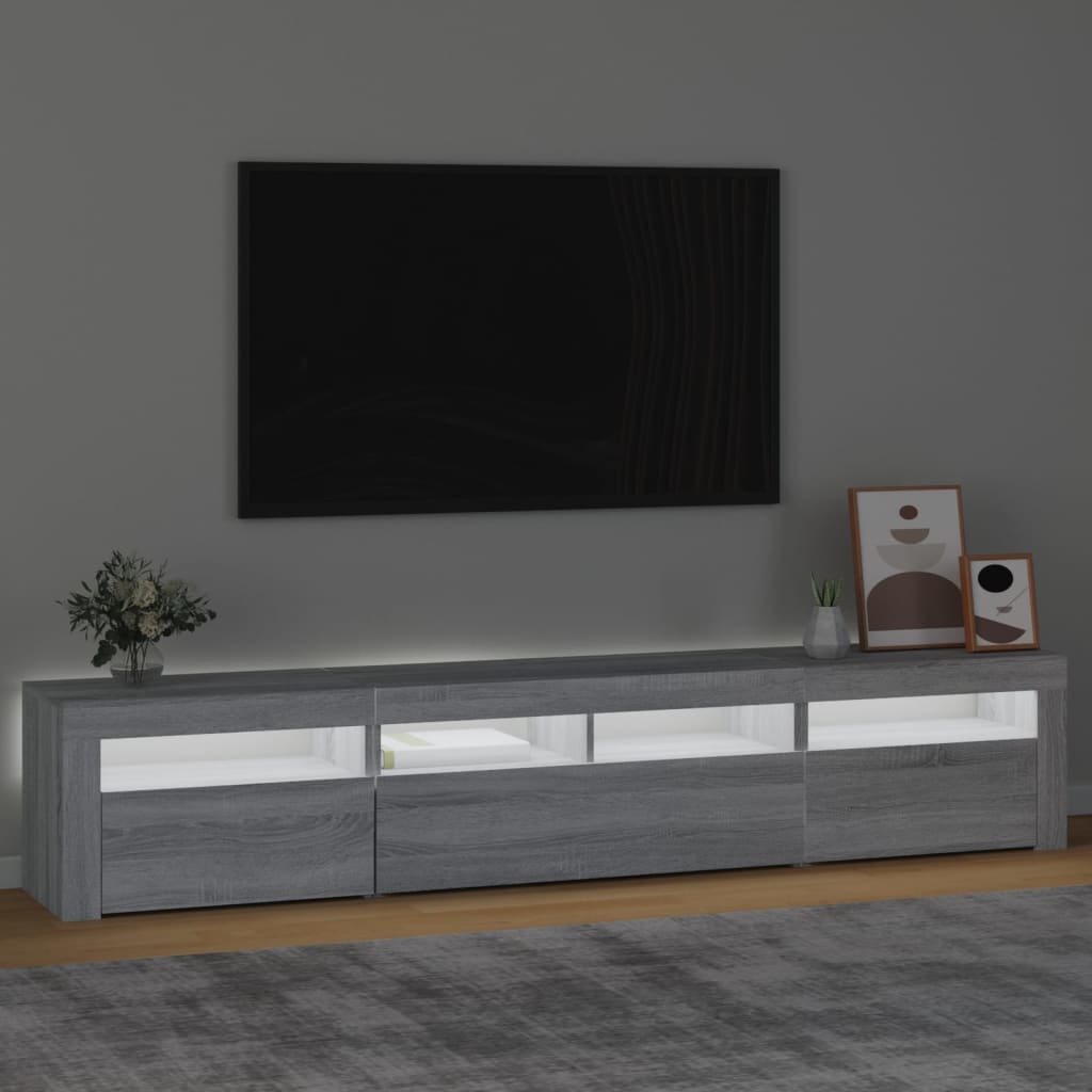 vidaXL Mobile Porta TV con Luci LED Grigio Sonoma 210x35x40 cm