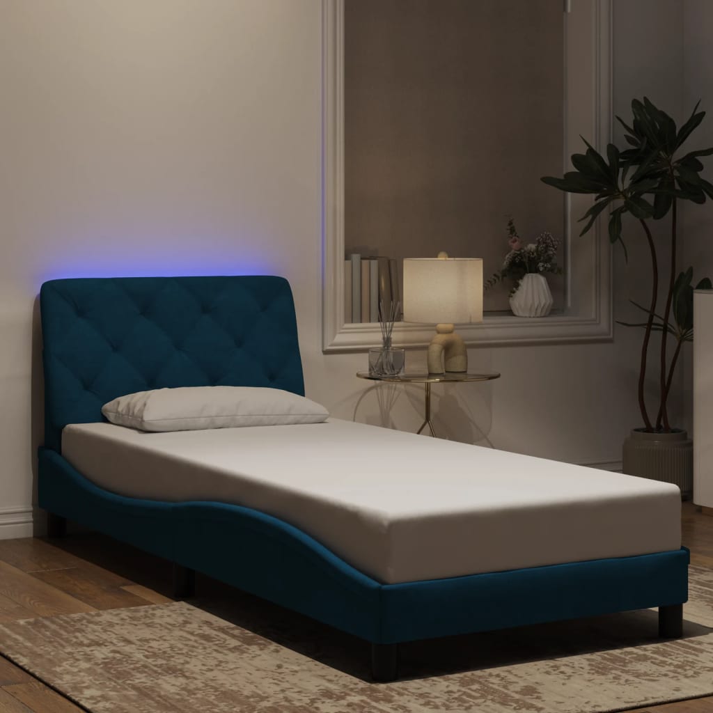 vidaXL Giroletto con Luci LED Blu 90x190 cm in Velluto