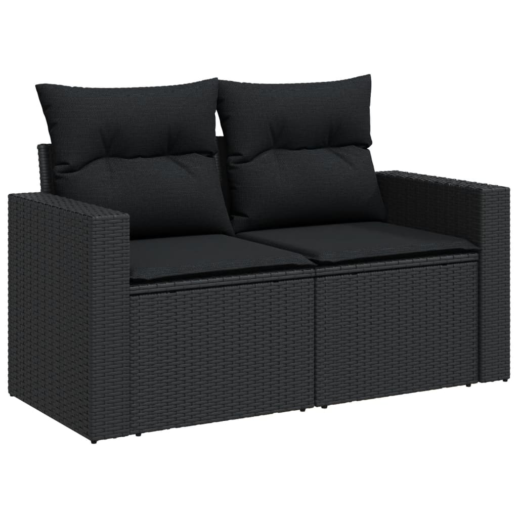 vidaXL Set Divani da Giardino 10pz con Cuscini in Polyrattan Nero