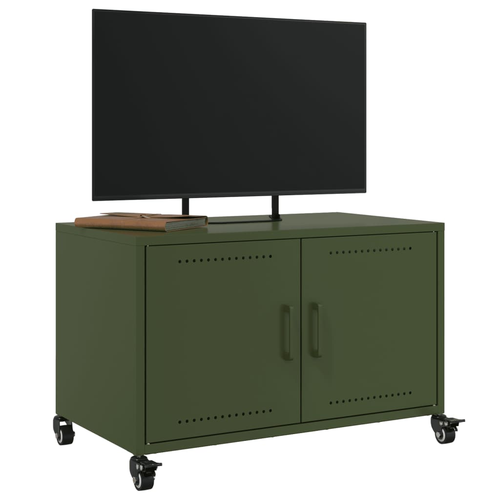 vidaXL Mobile TV Verde Oliva 68x39x43,5 cm in Acciaio