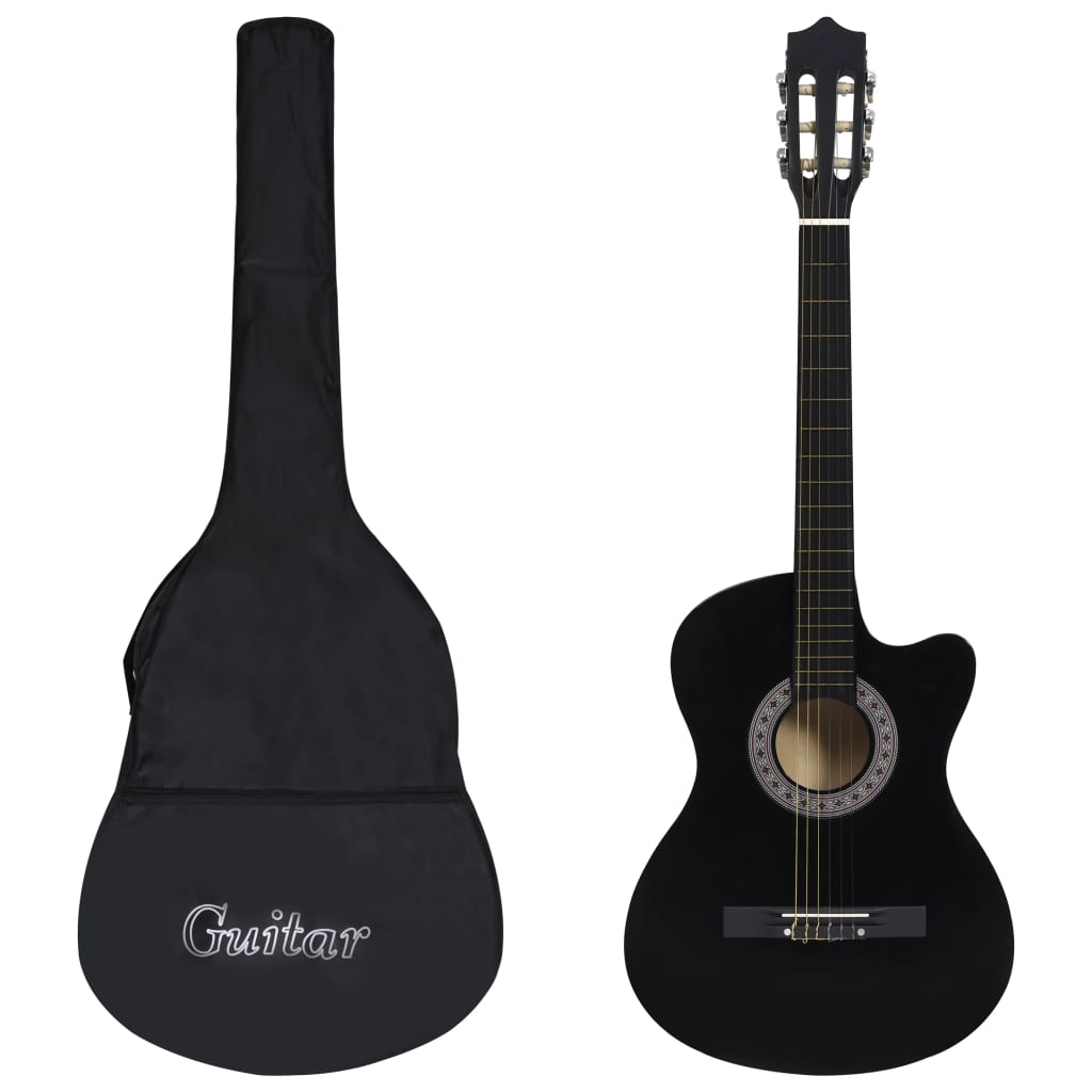 vidaXL Set Chitarra Classica Western 12 pz con 6 Corde Nera 38"