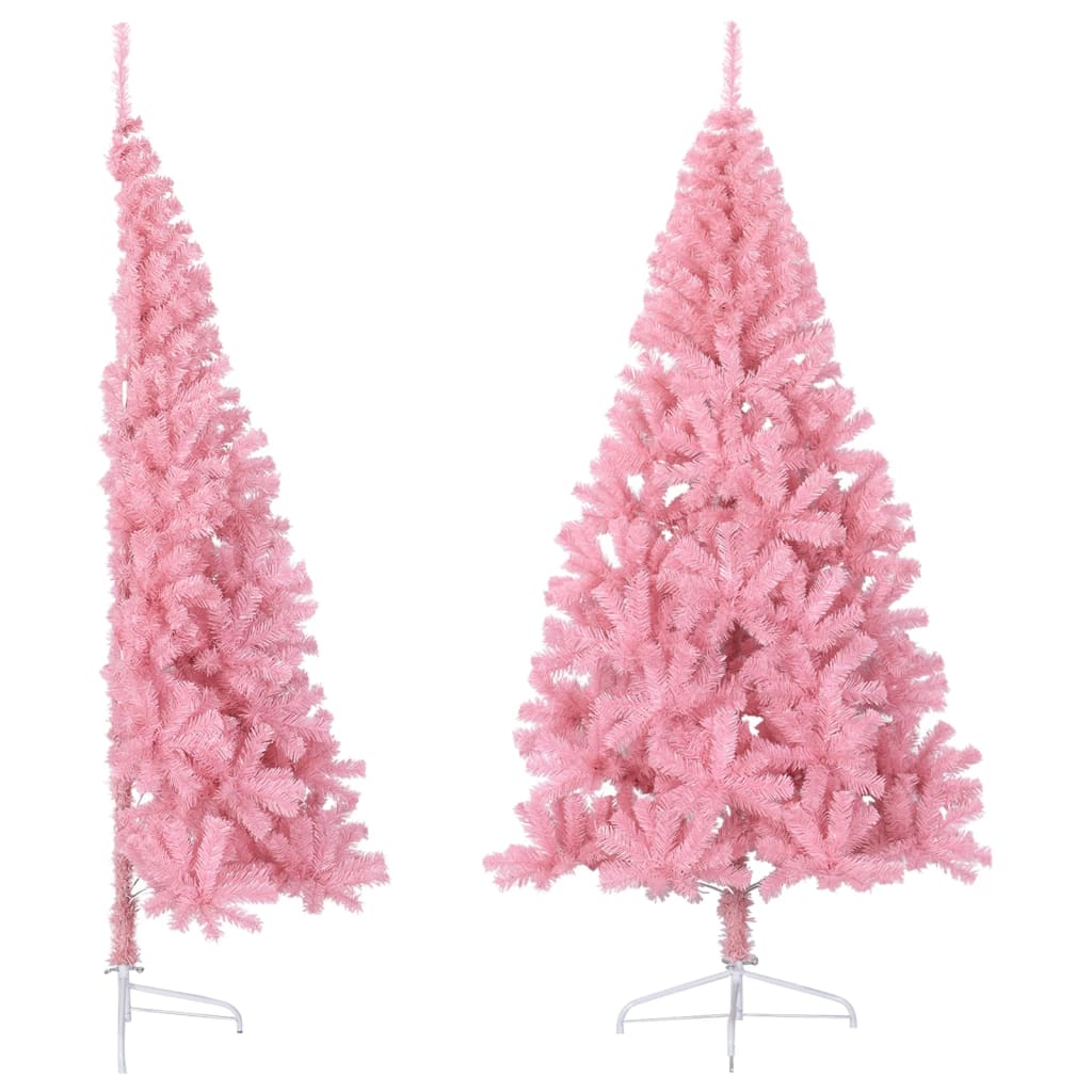 vidaXL Albero di Natale Artificiale a Metà con Supporto Rosa 180cm PVC