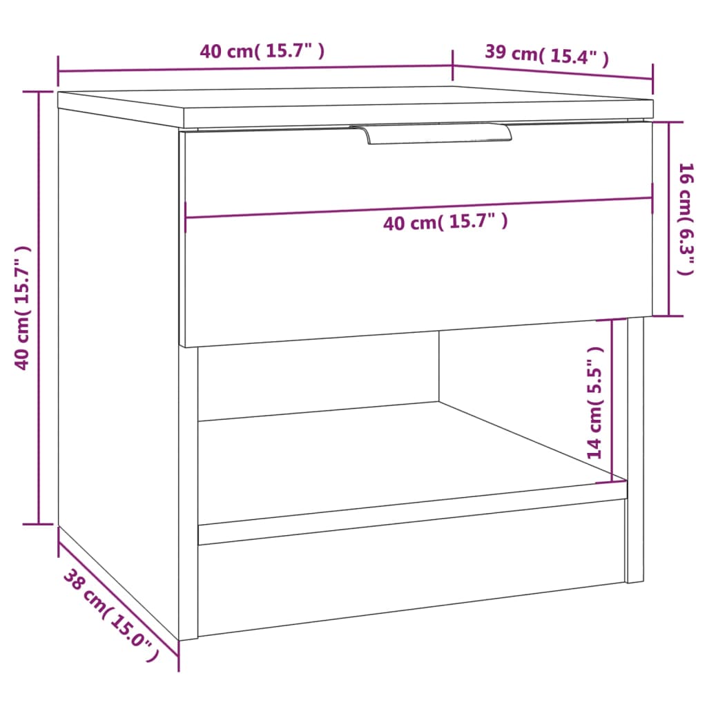 vidaXL Comodino Rovere Fumo in Legno Multistrato