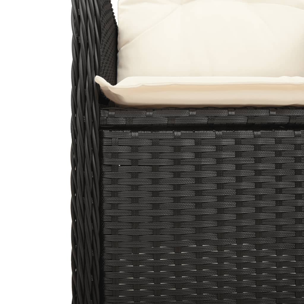 vidaXL Set Bistrò da Giardino 9 pz con Cuscini in Polyrattan Nero