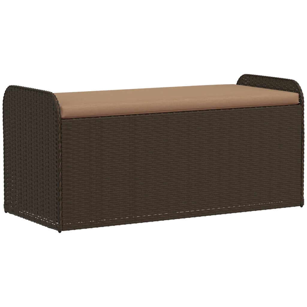 vidaXL Cassapanca con Cuscino Marrone 115x51x52 cm in Polyrattan